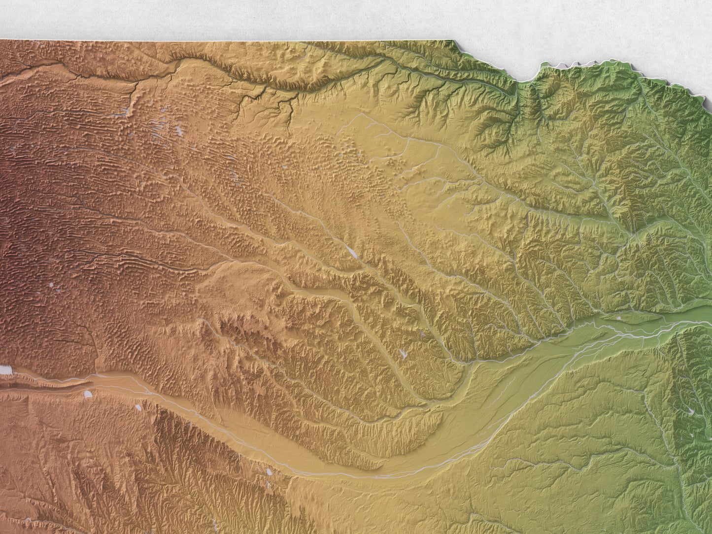 Nebraska - Shaded Relief Map (24x18")