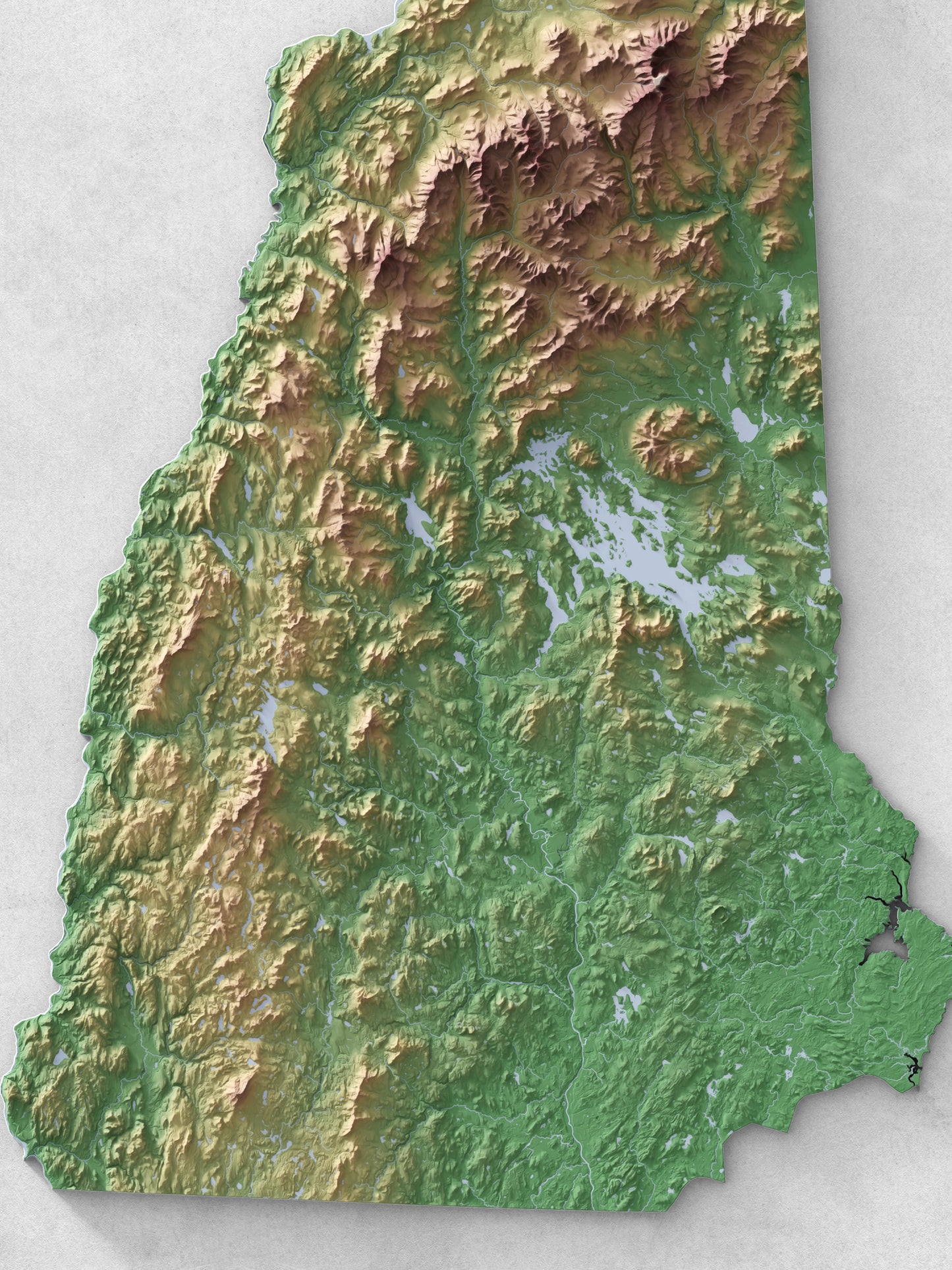 New Hampshire - Shaded Relief Map (18x24")
