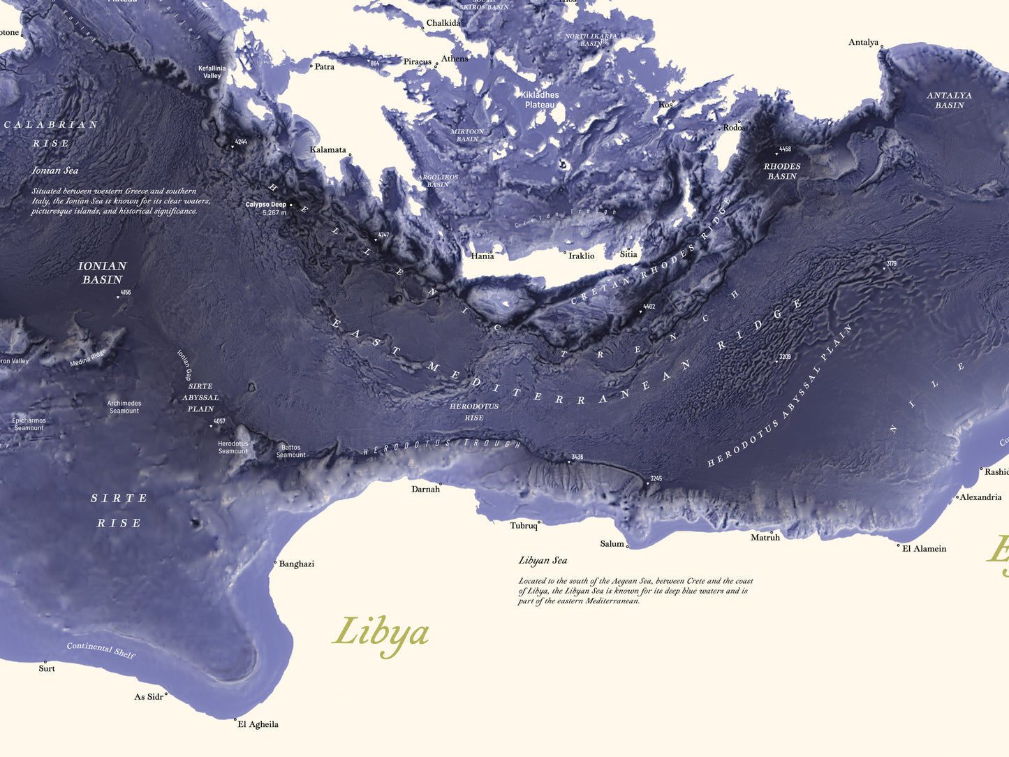 Mediterranean Seafloor physical features (100x70 cm)