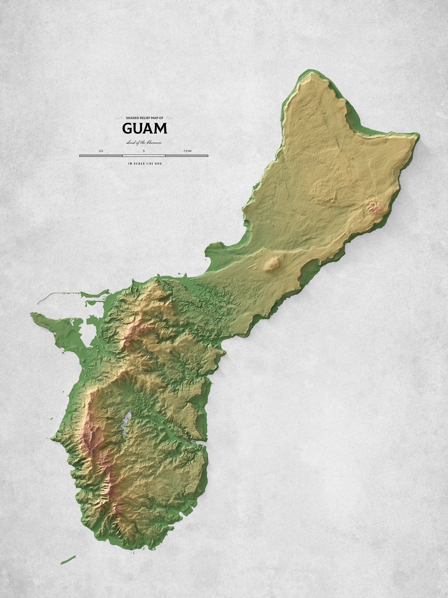 Guam - Shaded Relief Map (18x24")