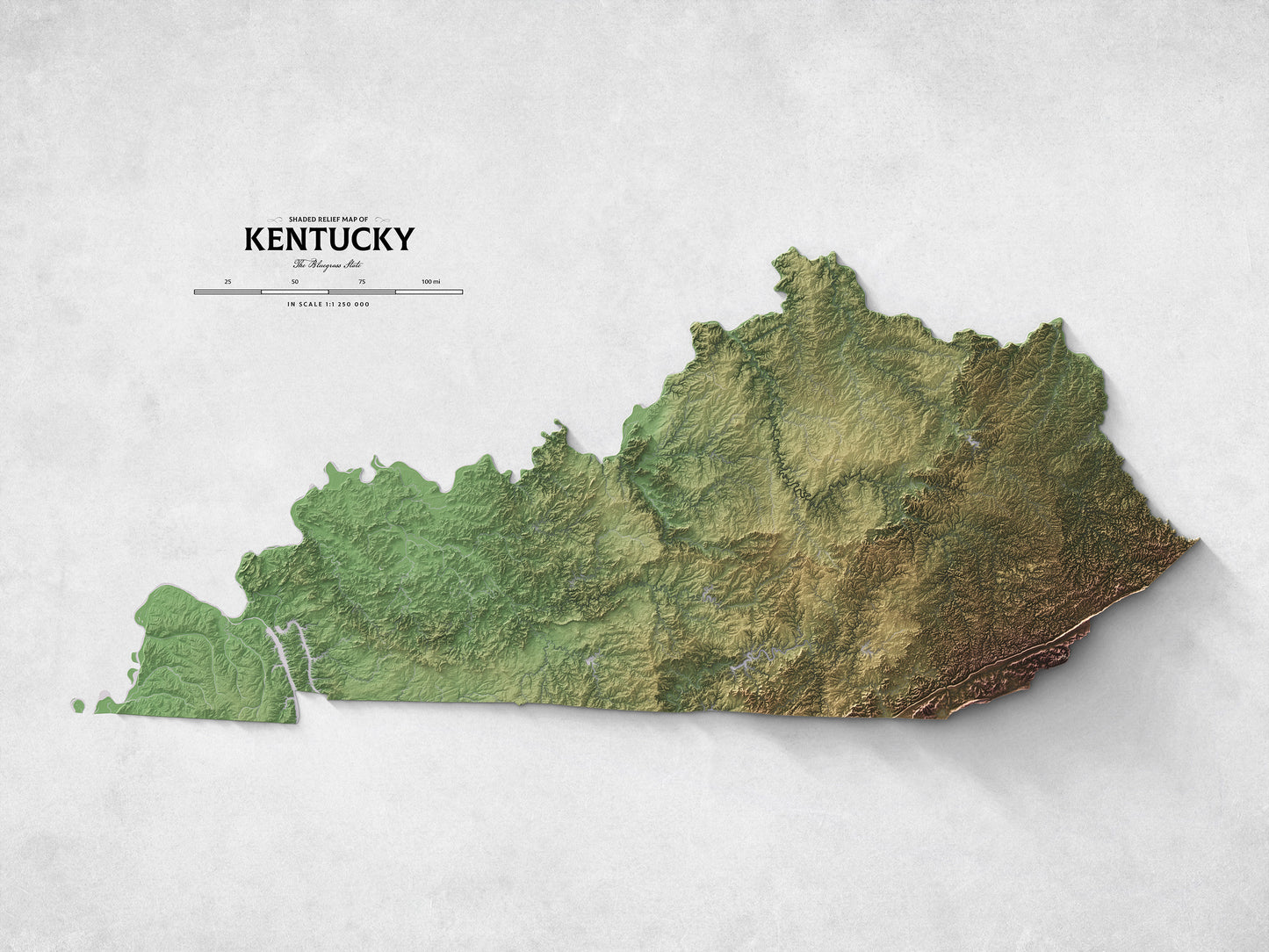 Kentucky - Shaded Relief Map (24x18")