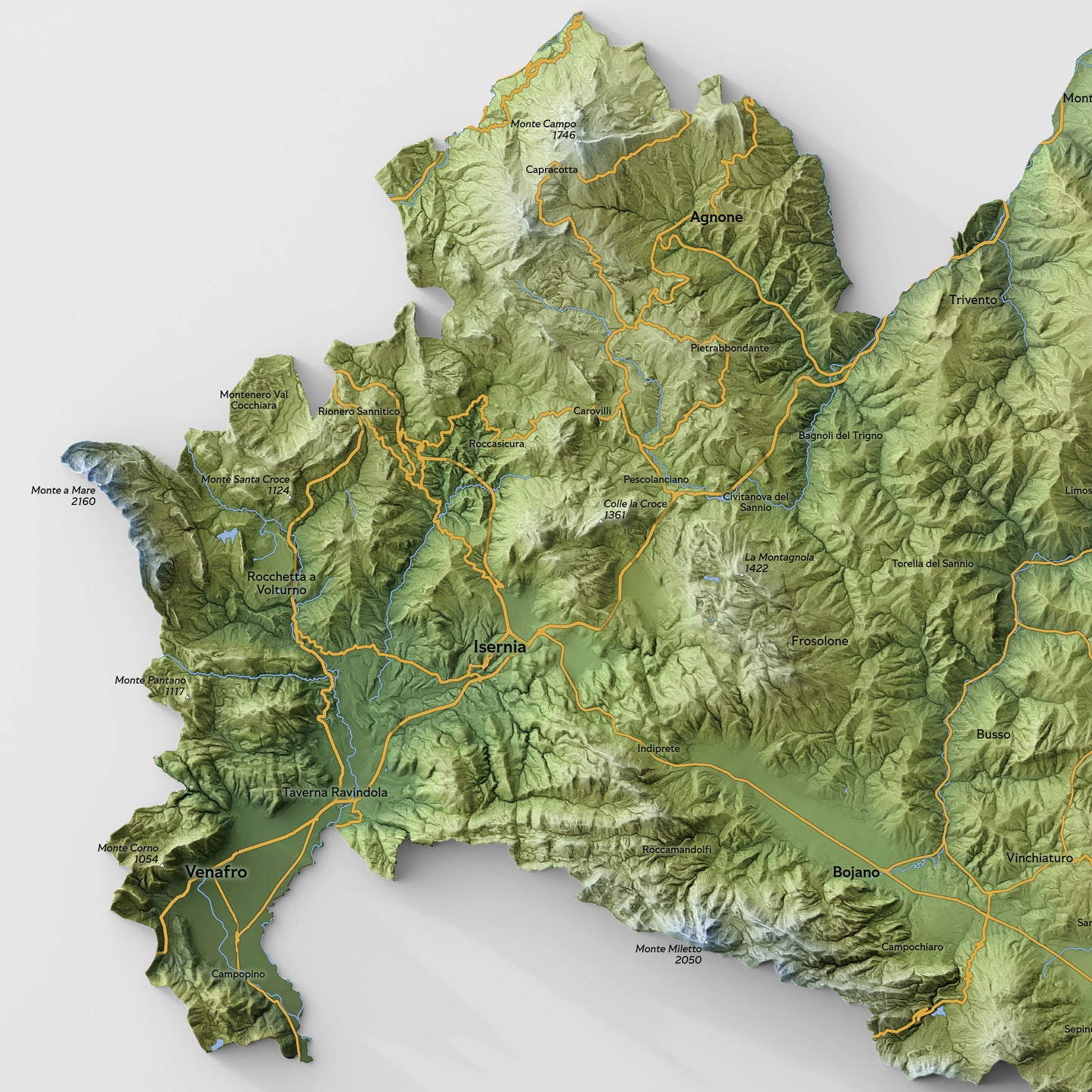 Shaded relief map of Molise