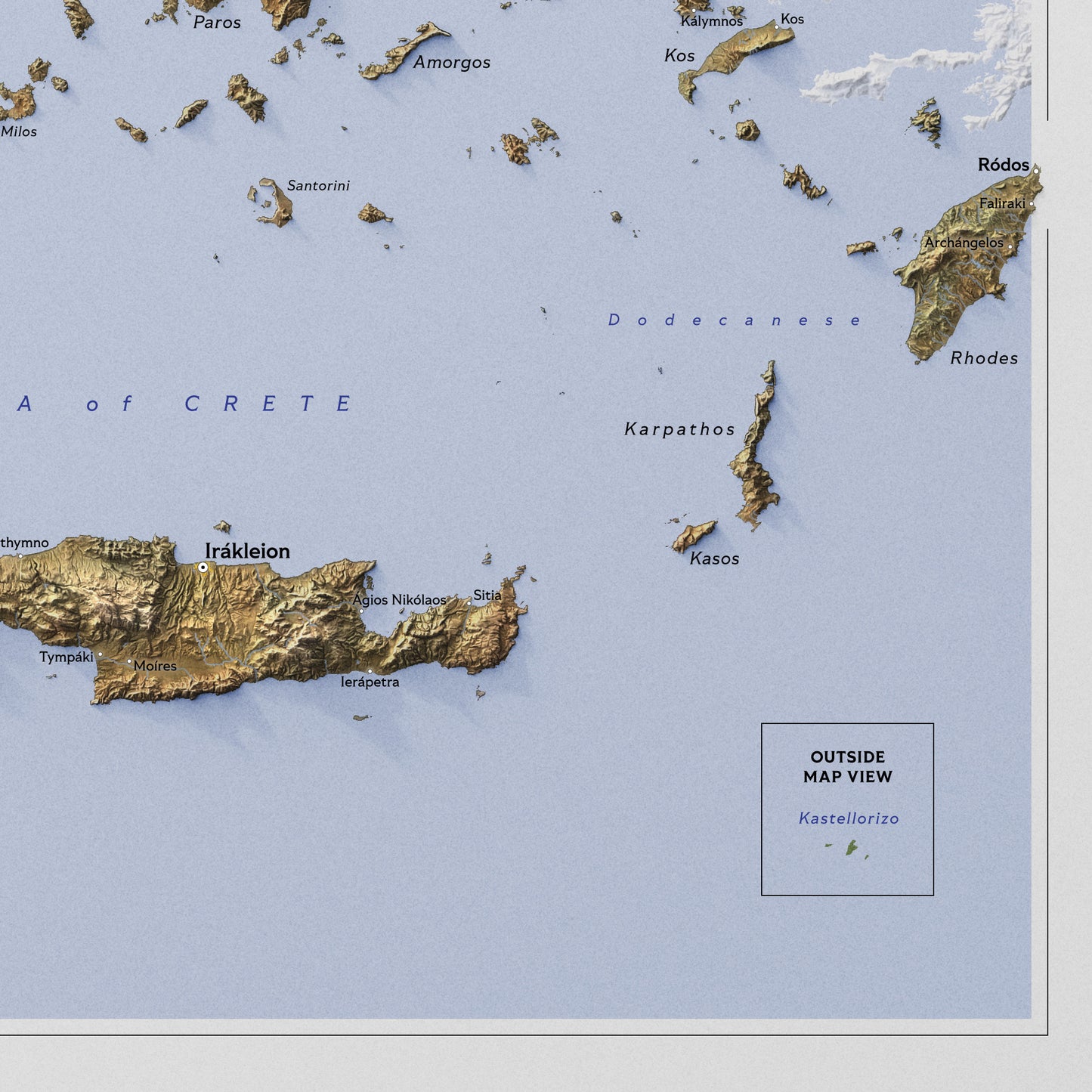 Shaded relief map of Greece (50x70 cm)