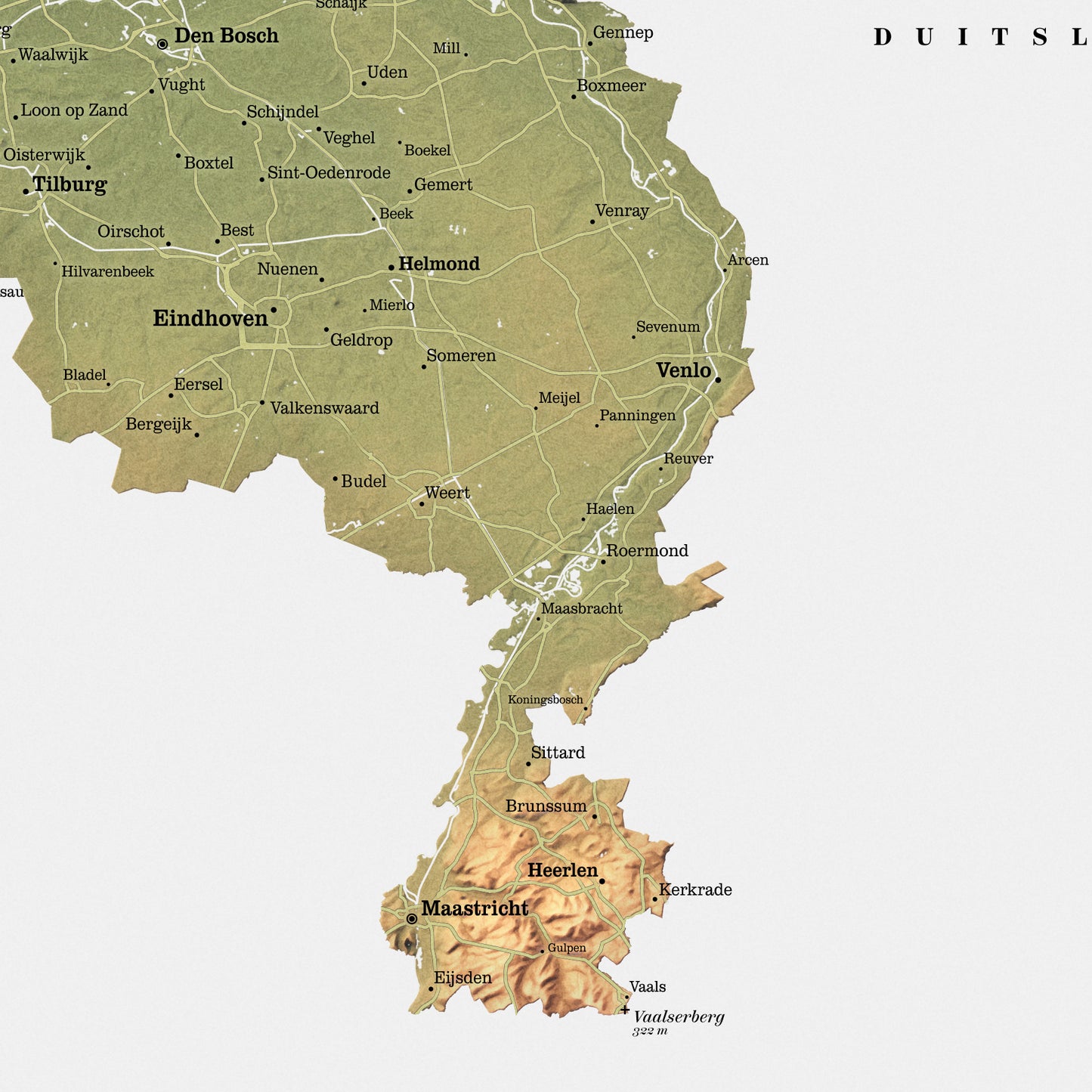 Shaded relief map of the Netherlands (50x70 cm)