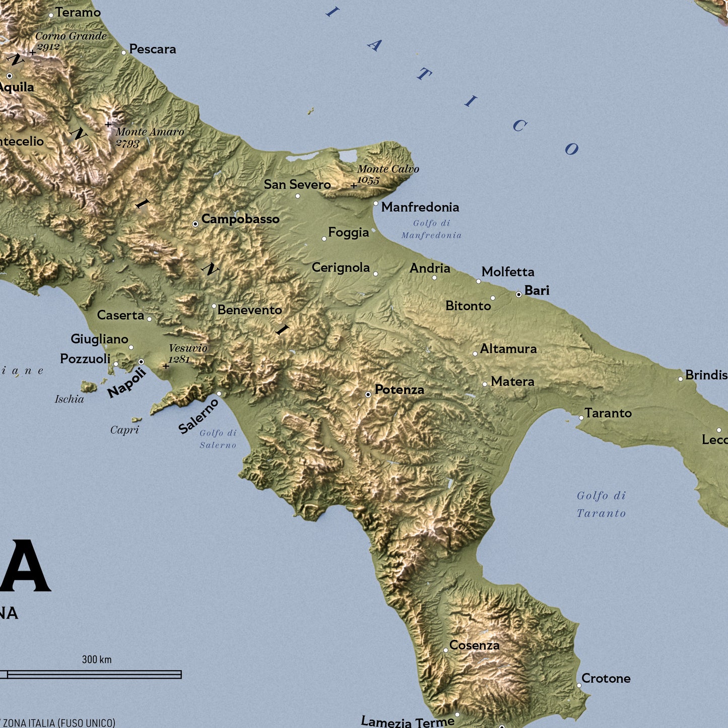 Shaded relief map of Italy (Italian language version)