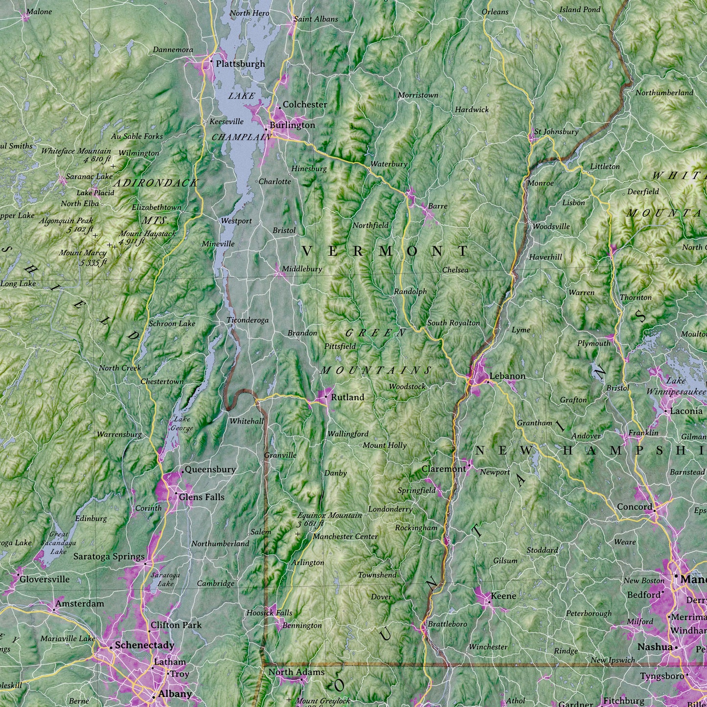 New York & Vicinity: Artistic Topographic Wall Map (36x24") – Detailed Map Print