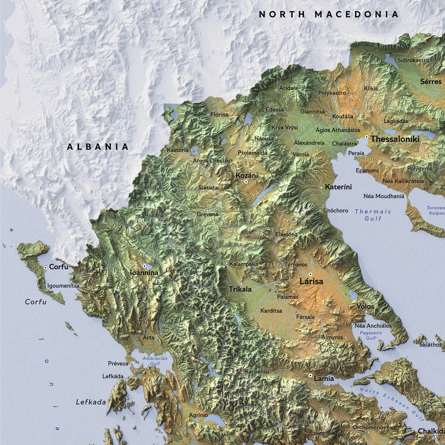Shaded relief map of Greece (50x70 cm)