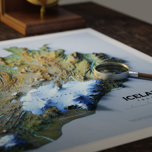 Shaded relief map of Iceland (70x50 cm)