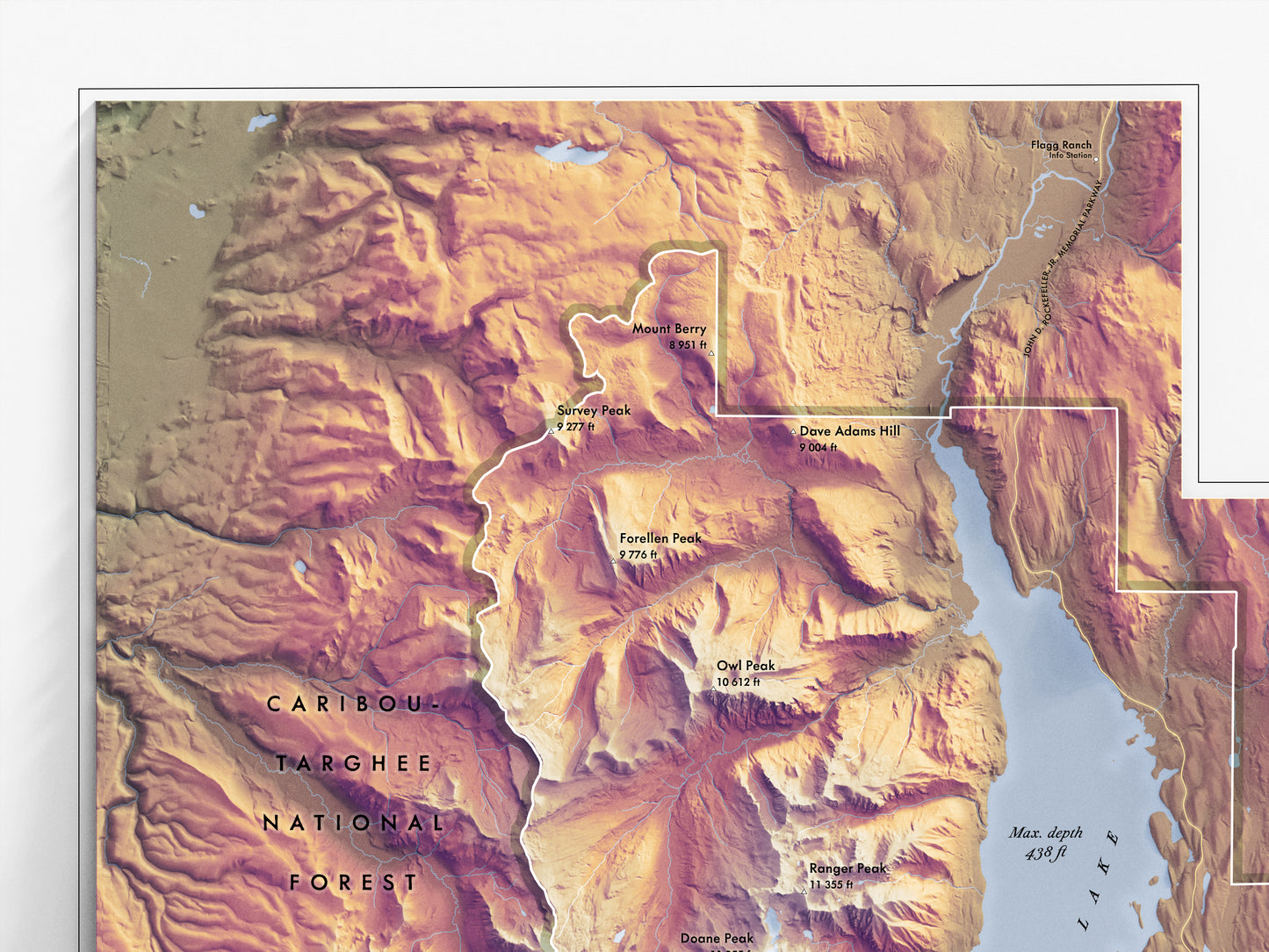 Grand Teton Map Print – 18x24” Shaded Relief