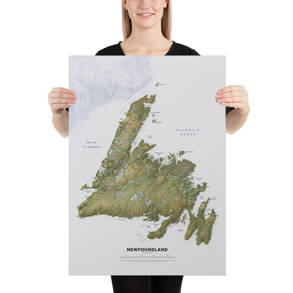 Newfoundland Abstract Map Shaded relief map of Newfoundland Island – VeryGoodMaps