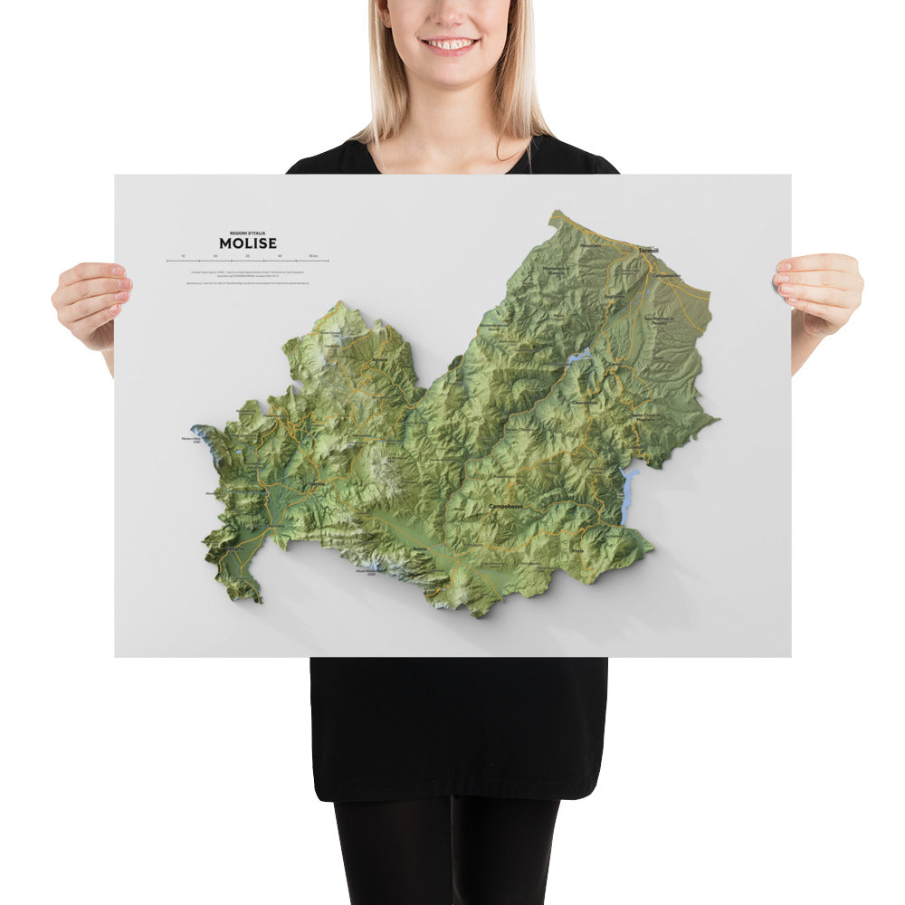 Shaded Relief Map Of Molise Enhanced Matte Paper Poster Cm 50x70 Cm Person 