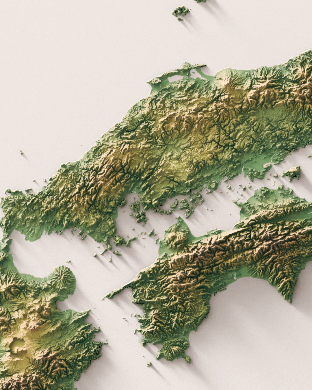 Japan shaded relief map (24x36 inches)